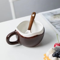 Tasse à café et bol à petit-déjeuner en céramique en forme de noix de coco, multifonctionnels, compatibles lave-vaisselle, pour la maison, le bureau, les voyages, vente en gros