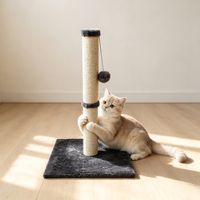 Griffoir vertical en sisal pour chat, arbre à chat compact, tour d'escalade résistante à l'usure avec jouet suspendu pour chatons