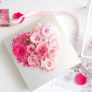 Scatola Regalo Quadrata in Acrilico con Fiori Conservati, Rosa Floyd Romantica con Nastro, per Compleanno, San Valentino, Laurea, Vendita all'Ingrosso - Product Image 4