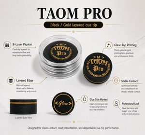 Embout de queue de billard Taom 14 mm, 9 couches de peau de porc, souple, moyen, dur, pour billard, vente en gros, OEM, fourniture pour clubs - Product Image 4