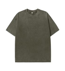 เสื้อยืดแขนสั้นผู้ชายสีดำเทาสไตล์วินเทจ - ทรงโอเวอร์ไซส์หลวม ผ้าเดนิมย้อมสีแบบเรโทร - Product Image 2