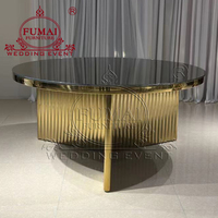 Table de réception pour mariage, hôtel, banquet, événement, avec base en acier inoxydable doré