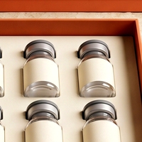 Boîte rigide carrée personnalisée avec couvercle et base orange pour 10 flacons de peptides, en carton gris avec éponge, impression offset, pour soins personnels