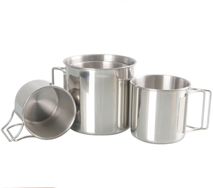 ขายส่งโรงงานโดยตรงที่กําหนดเองแบบพกพาสแตนเลสกันสนิมสวมใส่สี่ชิ้นถ้วยและแก้วชุดสําหรับตั้งแคมป์ปิกนิก - Product Image 1