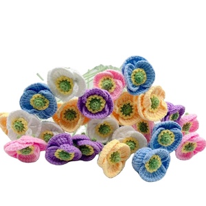 ดอกป๊อปปี้โครเชต์ทำมือจากโรงงาน OEM ของตกแต่งบ้าน ช่อดอกไม้ประดิษฐ์สำหรับของขวัญคริสต์มาสและวันวาเลนไทน์ รับสั่งทำตามแบบ - Product Image 2