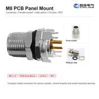 Conector Hembra para Montaje en Panel PCB M8, 3-8 Pines, IP67