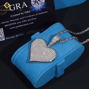 Pendentif Unisexe en Argent 925 Plaqué Or, Certifié GRA, avec Moissanite Cœur Iced Out Style Hip Hop – Expédition Rapide, Stock Local - Product Image 2