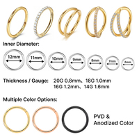 Cincin Titanium ASTM-F136 JiaXin untuk Implan, Model Hinged Ring Clicker, Cincin Hidung, Anting Cartilage Hoop, Cincin Lubang Hidung, Cincin Bibir