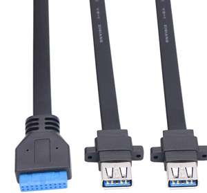 20PIN FUSB 3,0 placa base de súper alta velocidad 5 Gbps <span class=keywords><strong>19</strong></span> <span class=keywords><strong>Pin</strong></span> Buchse adaptador auf 2 <span class=keywords><strong>USB</strong></span> 3,0 cable - Product Image 4