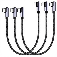 Cable USB C a USB C en Ángulo Recto de 0.3m 30cm PD 65W Tipo C USB 2.0 de Carga Rápida para Teléfono Móvil