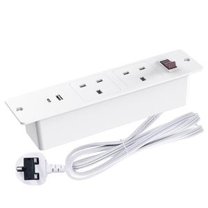 Tira de alimentación de plomo de extensión Enchufe británico con cable de 3,5 m y toma de corriente montable en pared 2USB tipo C 13A <span class=keywords><strong>oculta</strong></span> en el escritorio de los muebles - Product Image 2