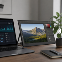 Moniteur externe IPS sans fil 15,6 pouces 1080P FHD, écran portable professionnel, batterie 8000mAh, WiFi, mise en miroir Miracast AirPlay