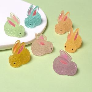 Animaux en résine à dos plat pour Pâques, printemps, résine, animaux qui brillent dans le noir, lapin, jouets de jardin - Product Image 1