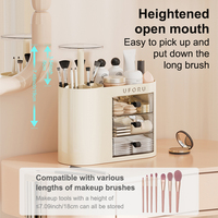 UFORU Boîtes de maquillage réglables en hauteur, boîte de rangement en plastique pour maquillage avec tiroir, brosses, contenants pour cosmétiques, organisateur de maquillage