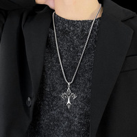 Collier en diamant de marque de mode hip-hop, croix de flamme en titane, pendentif simple, unisexe, rétro, couple, chaîne en bambou, bijoux