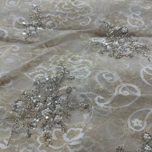 Tessuto in Pizzo di Lusso con Paillettes, Doppio Strato di Filato con Perline, Tessuto Ricamato in Pizzo Dorato per Abiti <span class=keywords><strong>da</strong></span> Donna e Cerimonia - Product Image 6