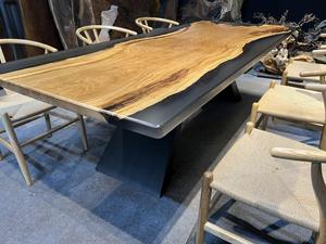 HOT SALE Custom Request Unique Grain Walnut Wood Black Resin Table Top Crystal River Table Slab Luxury Furniture for Dining Room - Product Image 6