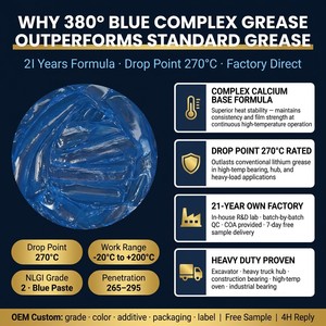Graisse bleue complexe haute température 380°C, point de fusion 270°C, pour roulements d'excavatrice et moyeux de camion, NLGI 2 EP, anti-usure, OEM, sur mesure, usine - Product Image 2