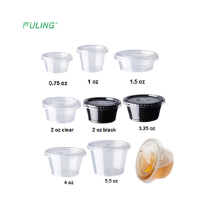 FULING 2/3/4 Oz Đen Nhựa Gia Vị Souffle Container, Phần Cup Với Nắp Nhựa Hoàn Hảo Cho Nước Sốt, Mẫu, Jello Sh - Product Image 3