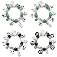 Bracelets perlés 30 équipes de basketball, tendance, classiques, en alliage plaqué argent, avec pendentif Champions, accessoires pour cadeaux de fans - Vente chaude
