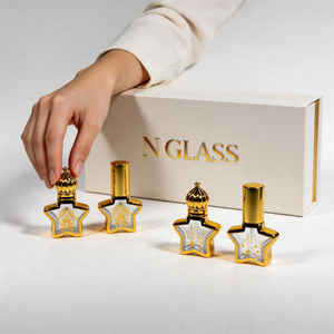 Botella de Perfume de Vidrio de Lujo de 8 ml con Forma de Estrella, Electrochapada en Oro, Diseño Único de Pentágono para Decoración del Hogar y Relleno de Perfume - Product Image 3