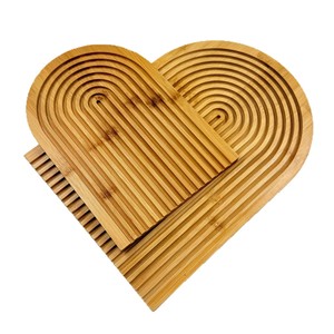 Bamboo Heart Shape Heat Insulating <b>Mat</b> Placemat Coaster Pot <b>Mat</b> Bowl <b>Mat</b> <b>Plate</b> <b>Mat</b> Household Kitchen <b>Mat</b> Cross Border Ecommerce - Product Image 1