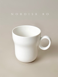 Tazza da Caffè e Acqua in Ceramica Bianca Stile Nordico Minimalista Tedesco, 340ml - Product Image 3