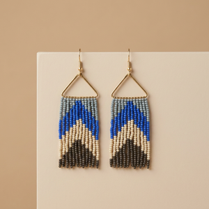 Boucles d'oreilles pendantes multicolores en perles de riz et verre, style bohème géométrique, plaquées or, pour femme, idéales pour les fêtes et mariages – Meilleures ventes - Product Image 1