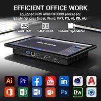 Computadora LCD Todo en Uno con Pantalla Táctil de 10.1 Pulgadas Sin Ventilador, RK3399 de 12 Núcleos, Panel PC Industrial Resistente, Android 12, 4 GB de RAM, 64 GB de ROM, 1280*800