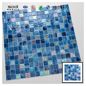 Fácil de pavimentar Splash Back Mosaics 4mm iridiscente Spa baño decoración de lujo al por mayor mosaico de vidrio piscina azulejos - Product Image 1