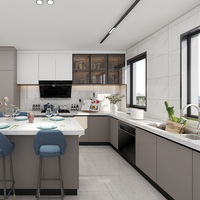 Cuisine moderne élégante et luxueuse en bois de rose massif avec îlot en marbre pour les maisons de haute classe et les propriétés privées