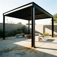 Pérgola Moderna de Aleación de Aluminio con Techo de Láminas, Gazebo Impermeable Motorizado Bioclimático con Luces LED Resistentes al Viento Lcy Lcy0001
