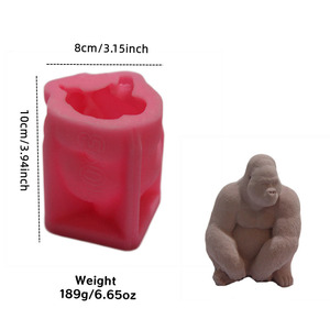 Stampo in Silicone 3D a Forma di Gorilla Seduto, Realistico per Creazione di Ornamenti Animali, per Candele, Saponi, Resina, Cioccolato, Decorazioni per Torte, Fai da Te - Product Image 2