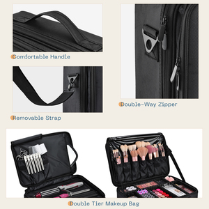 <b>Makeup</b> Bag Travel Cosmetic <b>Case</b> Beauty Box Hairdressing Tools Organizer with Adjustable Compartment Oxford Make Up Train <b>Case</b> - Product Image 5