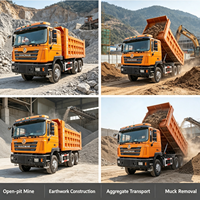 Camion benne poids lourd Shacman 6X4 10 roues d'occasion, capacité >50T, transmission manuelle, 351-450ch, Euro 3, pour transport minier
