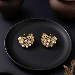 Champ de uggood brass และ zicron eardrops พร้อมไข่มุกฝังทันสมัยเครื่องประดับหูสำหรับธุรกิจนอกสถานที่ - Product Image 4