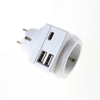 Adaptador de Enchufe de Viaje Estándar Europeo, 2 Puertos USB Tipo-C, 8 Tomas de Corriente, 16A, Extensión de Cargador, Enchufe de Pared