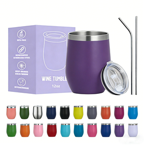 Personalized 12oz Double Wall Vacuum Insulated Stemless Wine Tumbler with Lid for <b>Hot</b> and <b>Cold</b> Beverages Stainless Steel Souveni - Product Image 3