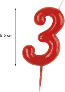 Vela de Cumpleaños <span class=keywords><strong>Dekora</strong></span> Número 3 Sin Aroma Hecha en China - Product Image 3