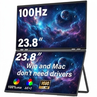 Écran portable double 23,8 pouces 100 Hz FHD 1080p pliable et empilable pour ordinateur portable Mac, Windows, sans pilote, plug and play
