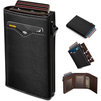 Dompet Kulit Asli Pria Lipat Tiga Multifungsi Ultra Tipis dengan Desain Flip dan Banyak Slot Kartu