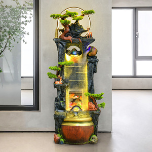 Fontaine d'eau sur pied Quanfangyuan avec rochers et éclairage LED pour salon, entrée et décoration intérieure - Product Image 3