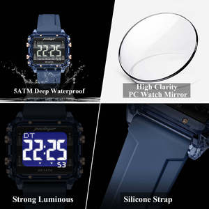 Poedagar E123 New Fashion Men Digital Sports Watch LED Display 50M Waterproof Multifunction <b>Electronic</b> Wristwatch Silicone Reloj - Product Image 6