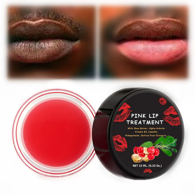 Crème éclaircissante pour les lèvres rose, pour enlever la fumée foncée, avec du beurre de karité, vitamine B3, Alpha-arbutine