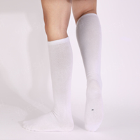 Chaussettes décontractées pour filles en spandex/coton, écologiques, respirantes, absorbant la transpiration, hauteur genou, couleur unie blanche