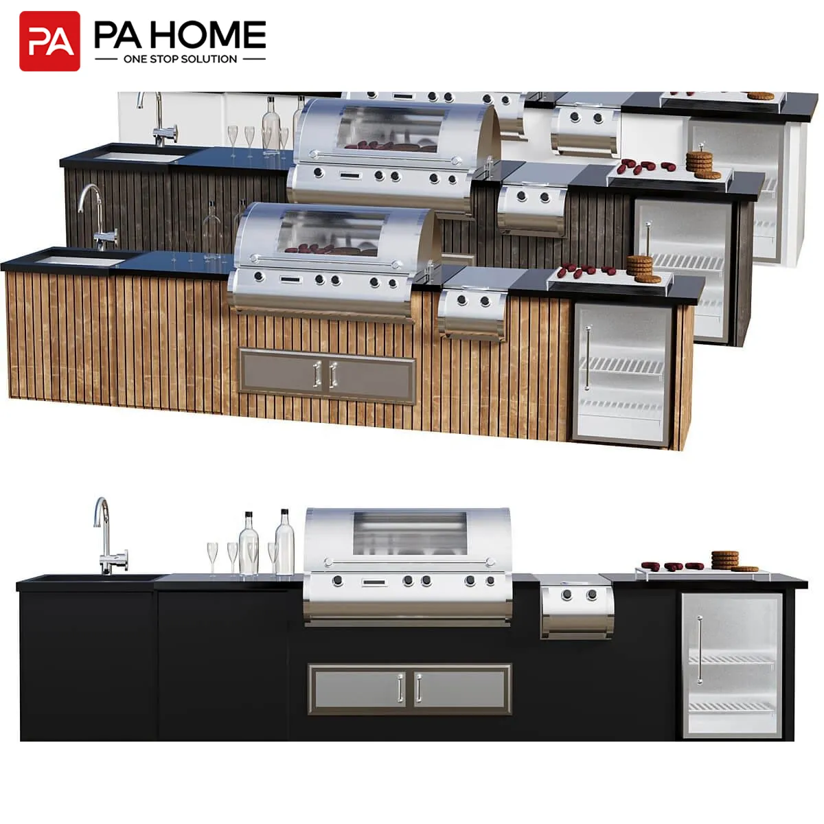 PA modern bbq island stainless steel outdoor kitchen grill with fridge sink base cabinets