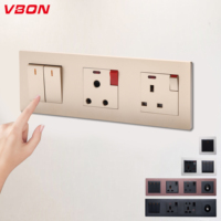 Prise murale en bakélite de style classique standard britannique, simple, double, 3 broches, MF 250 V, 13 A, interrupteur 1-4 voies, interrupteur 45A