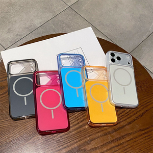 เคสโทรศัพท์กันกระแทก TPU+PC สีสดใส สำหรับ iPhone 16 15 14 13 17Pro Max รองรับการชาร์จไร้สาย ป้องกันเลนส์แม่เหล็ก ฝาหลังใส - Product Image 2