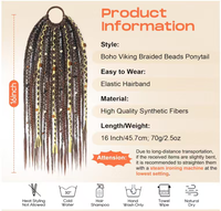 Extension de cheveux synthétiques tressés à la main de 24 pouces, résistants à la chaleur, style bohème, pour queue de cheval