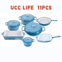 UCC LIFE Ensemble de 11 ustensiles de cuisine coréens en fonte antiadhésive avec casseroles à soupe de poisson et à lait pour cuisinières à induction et à gaz